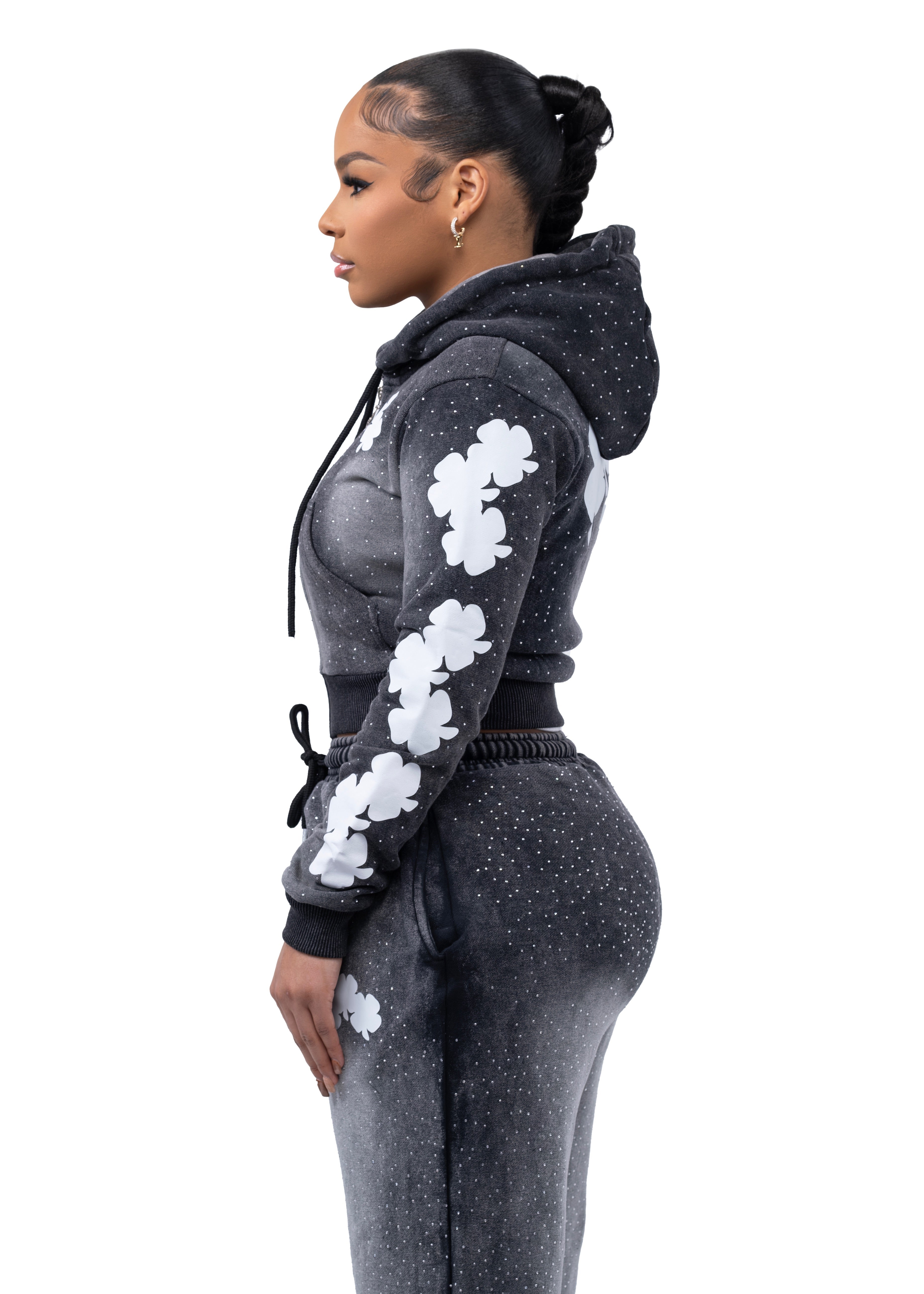 Rhinestone Crop Hoodie