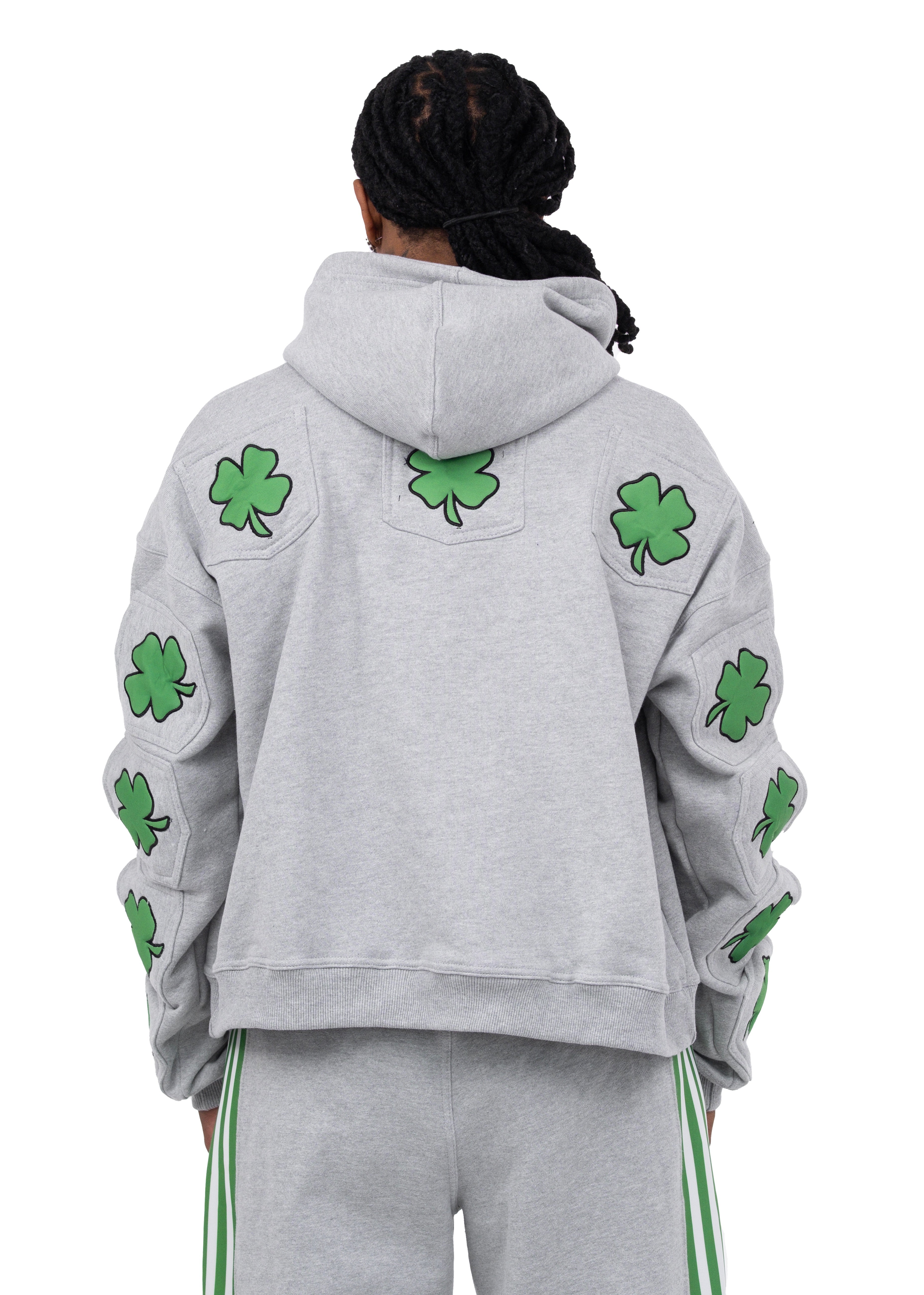 Clover Pocket Oversized Crop Hoodie