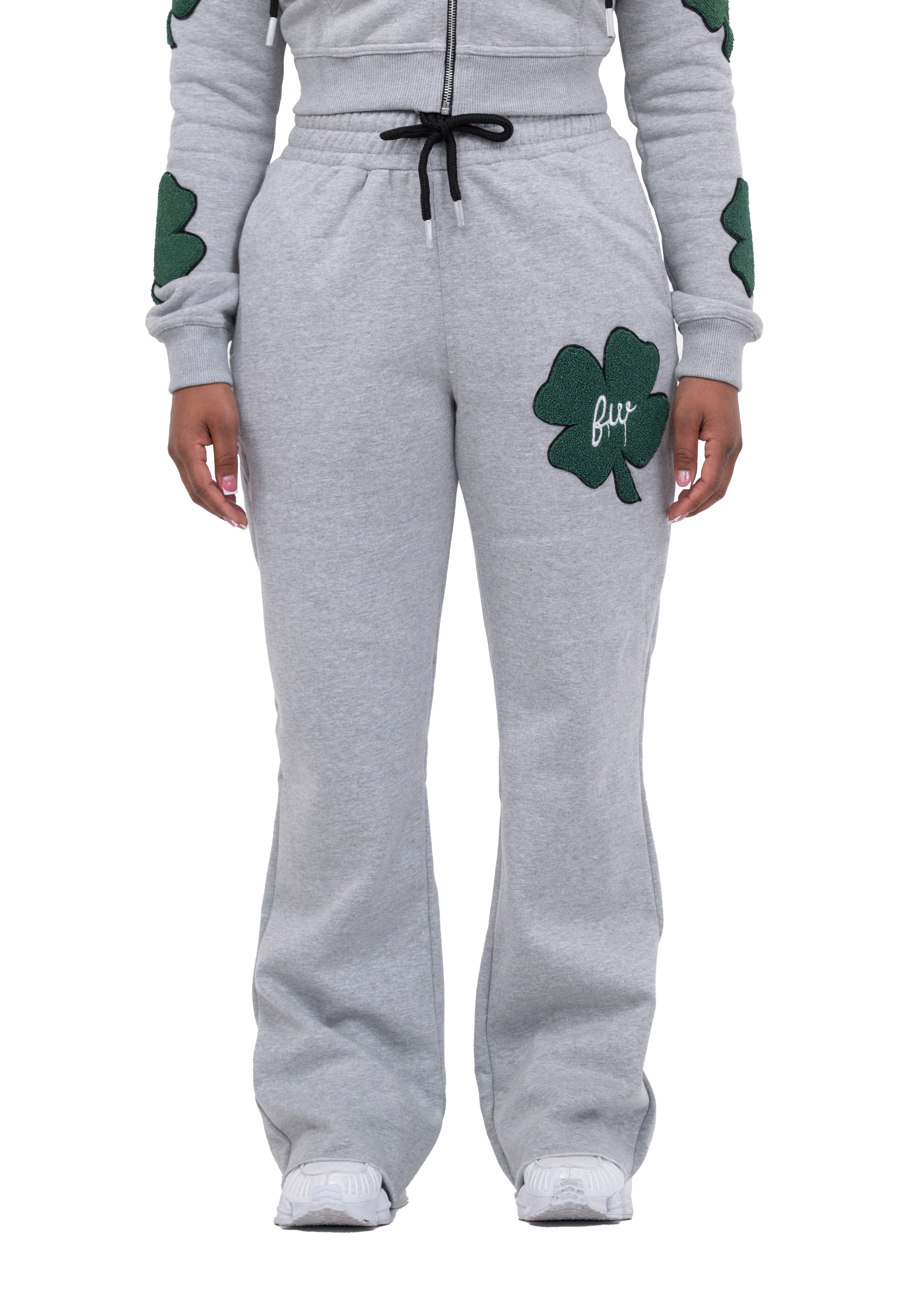 Gray Clover Flare Sweatpants