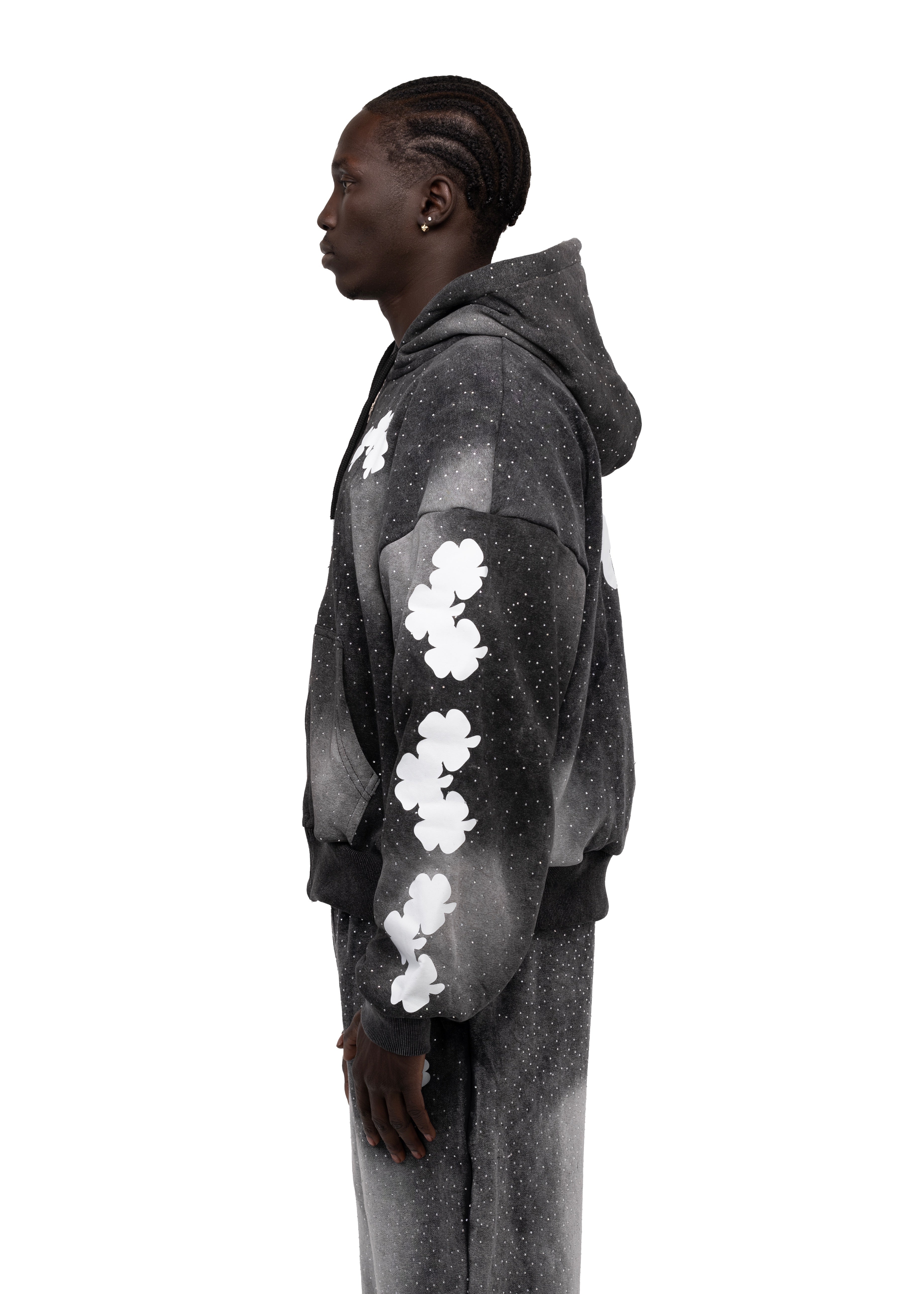Rhinestone Hoodie crop oversized