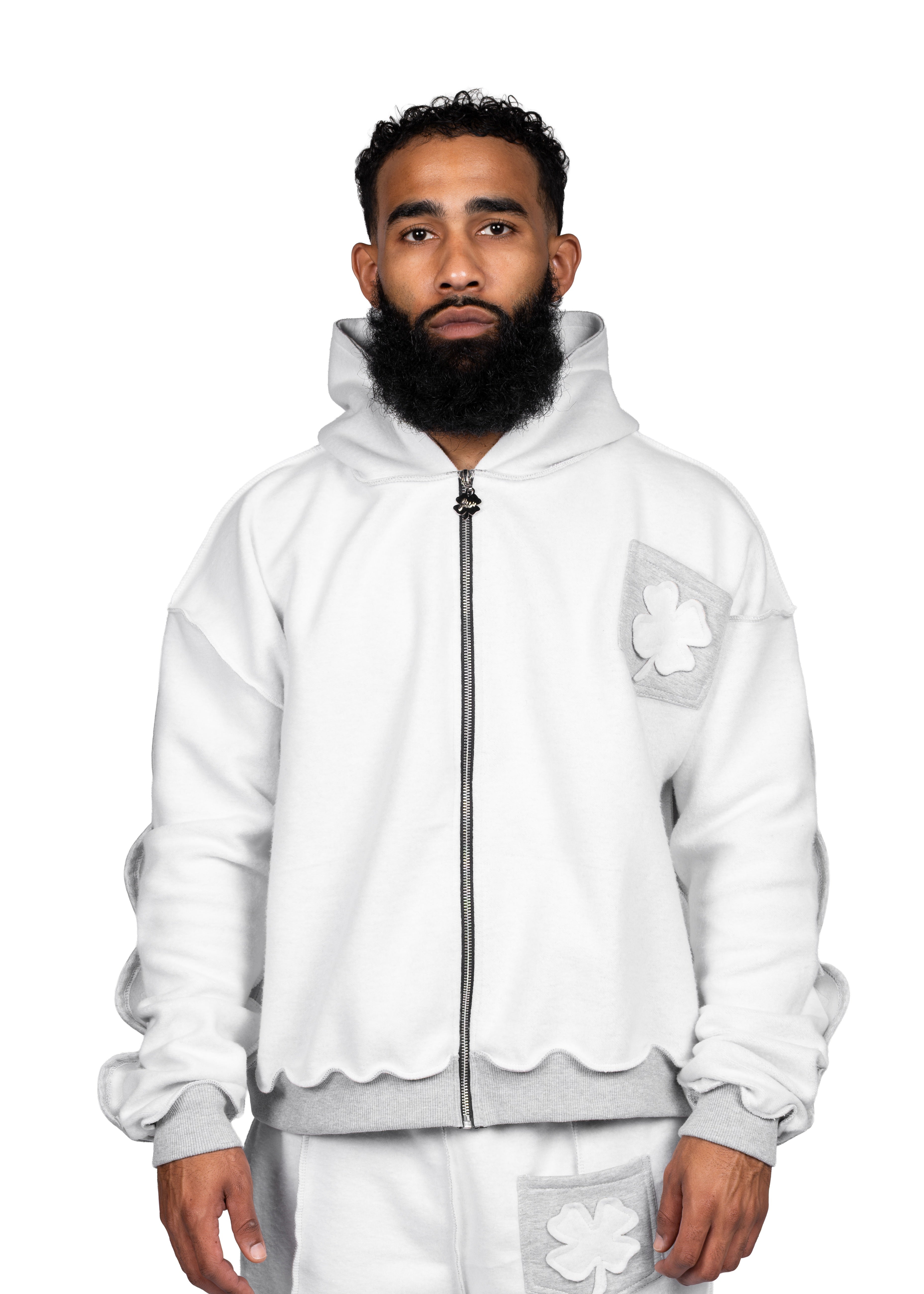 Pocket Full Zip Inside Out Hoodie