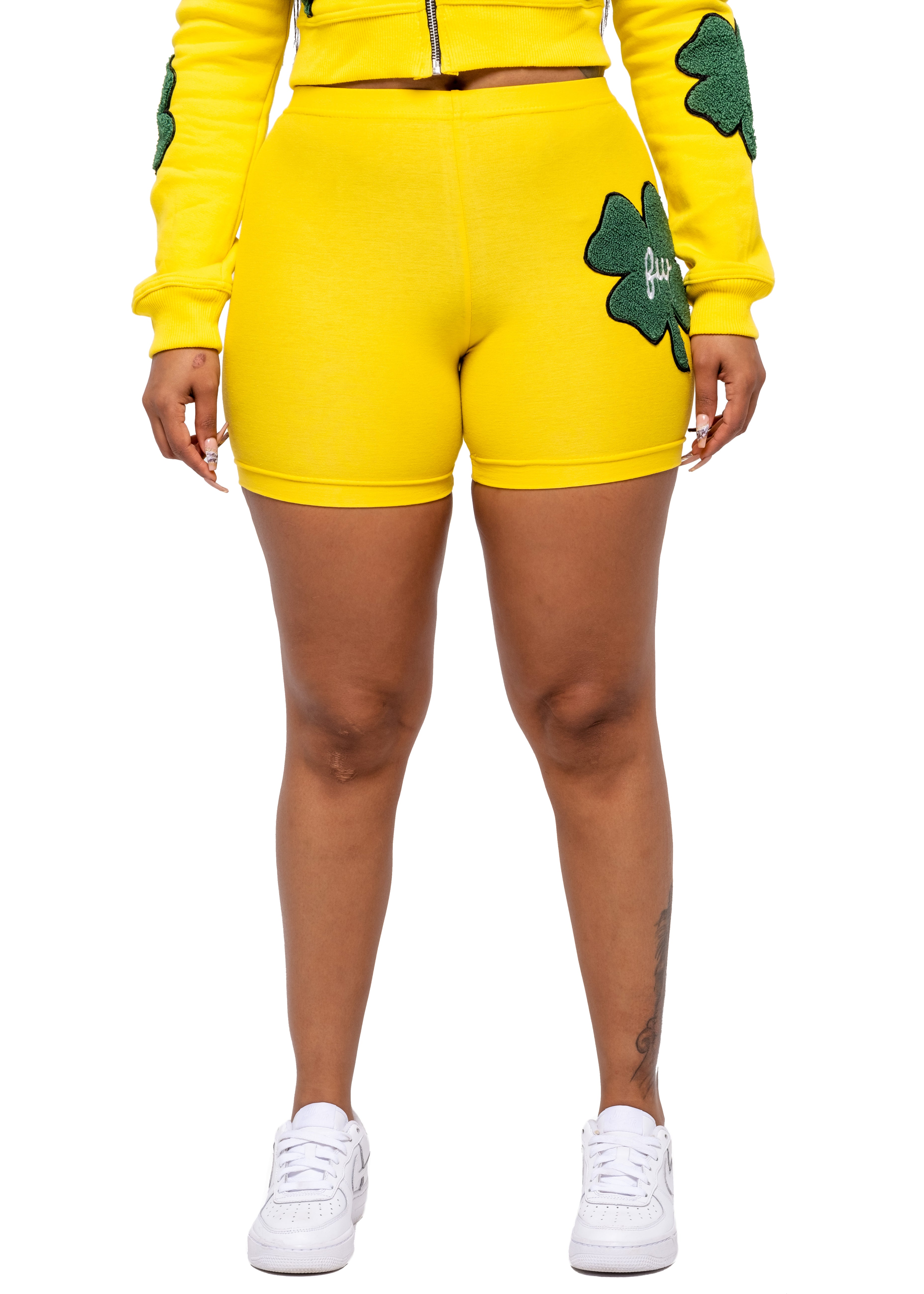 Yellow Clover Patch Biker Shorts