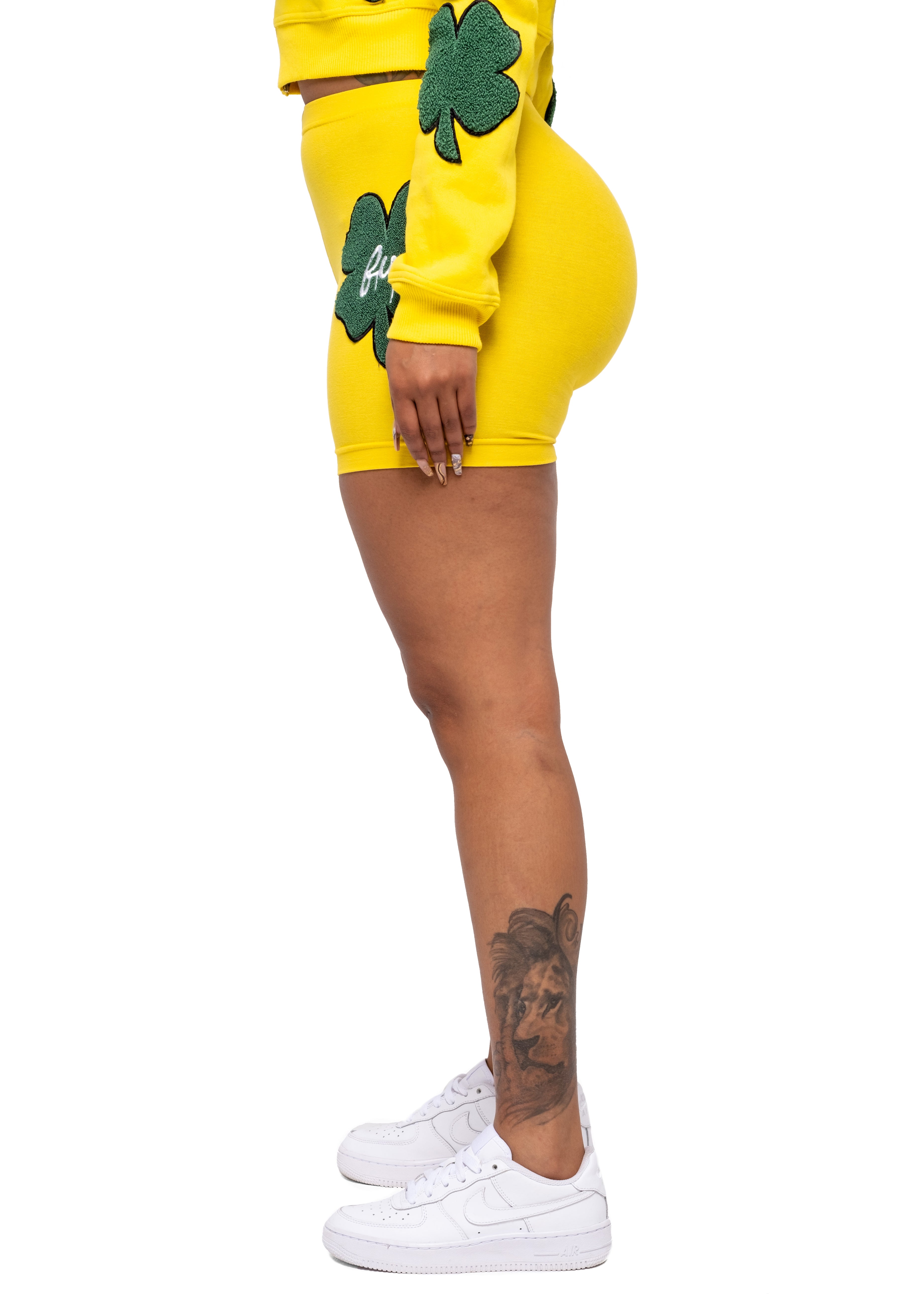 Yellow Clover Patch Biker Shorts