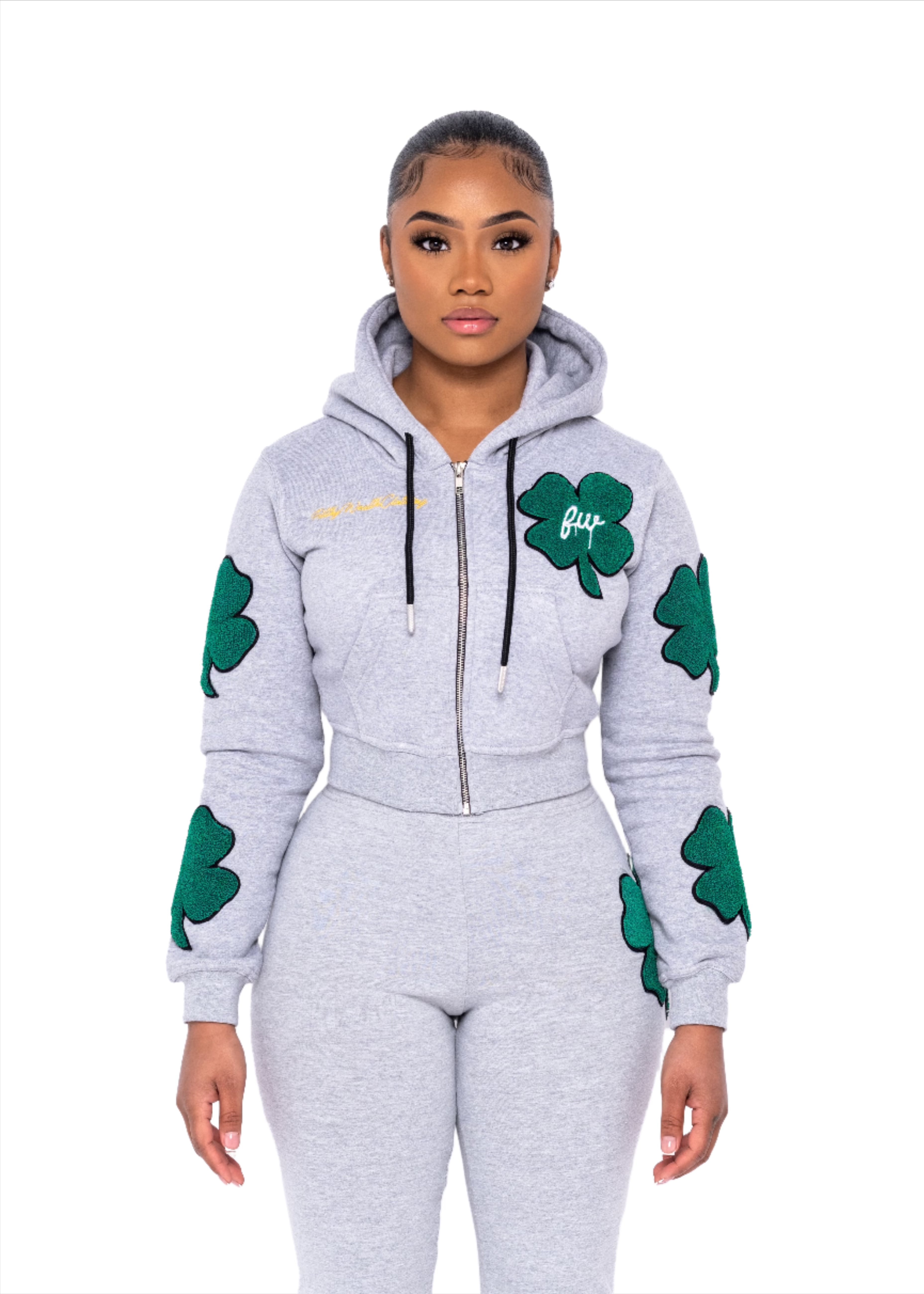 Gray Clover Patch Hoodie V2