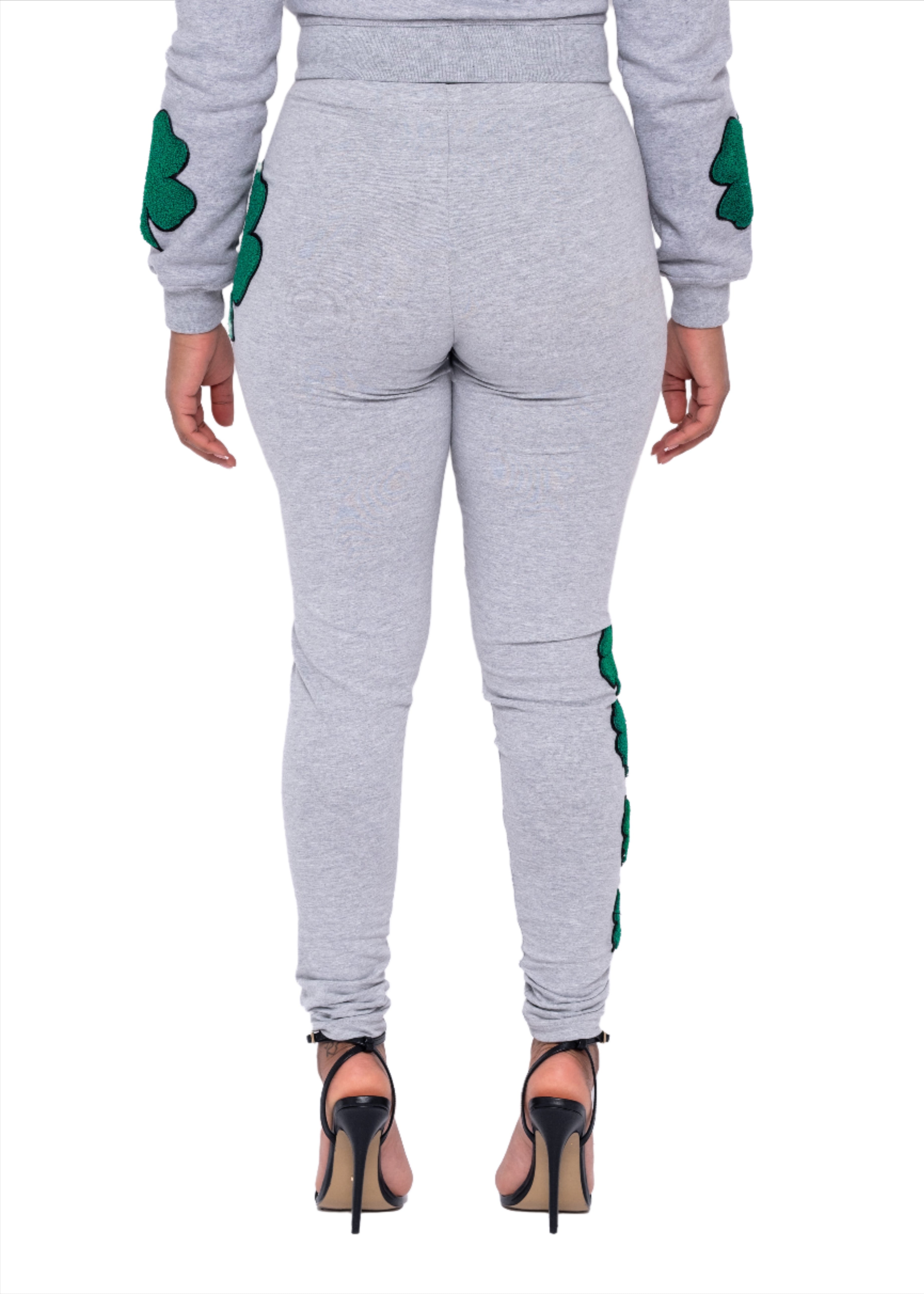 Gray Clover Patch Leggings