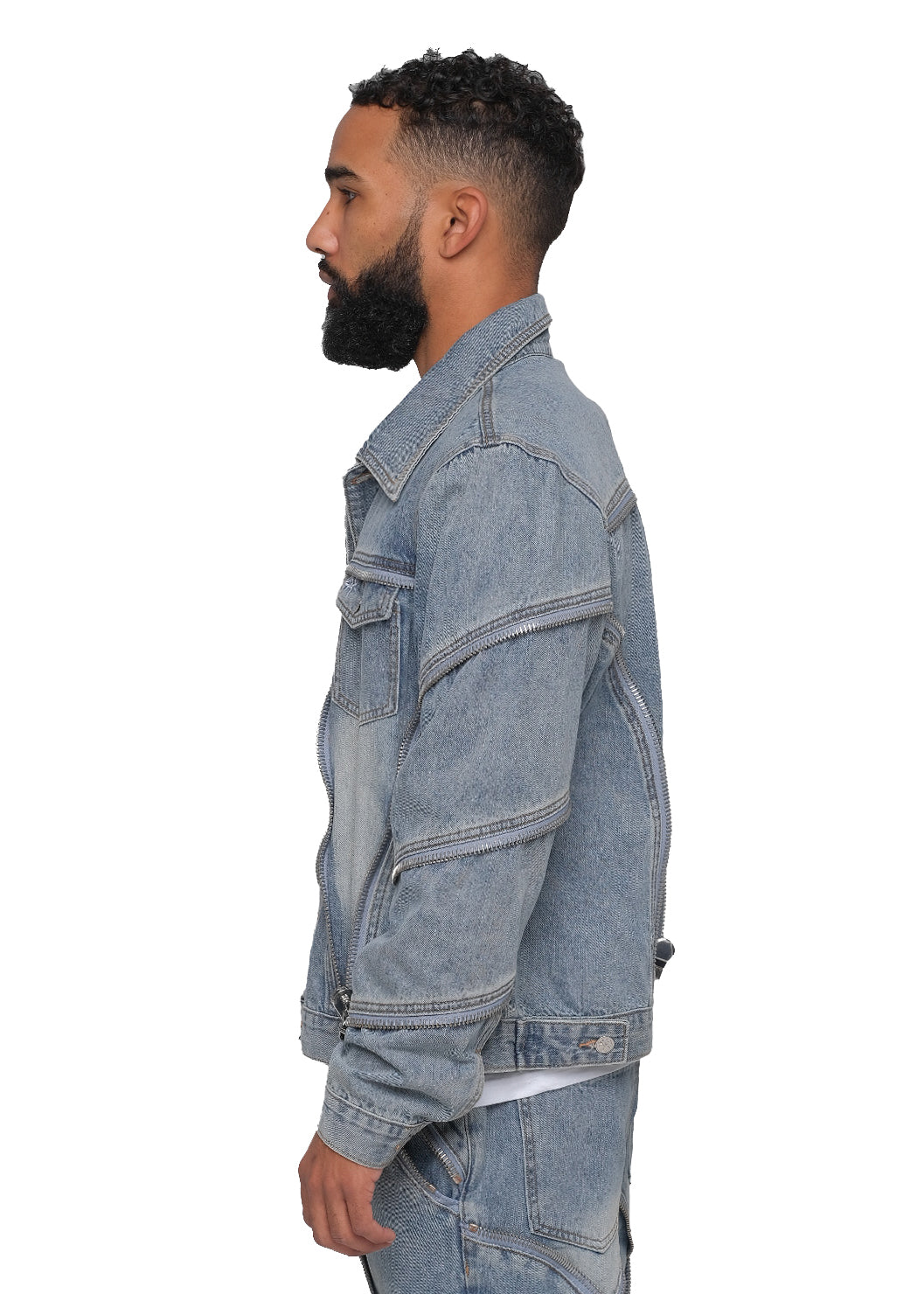 Blue Zipper Denim Jacket