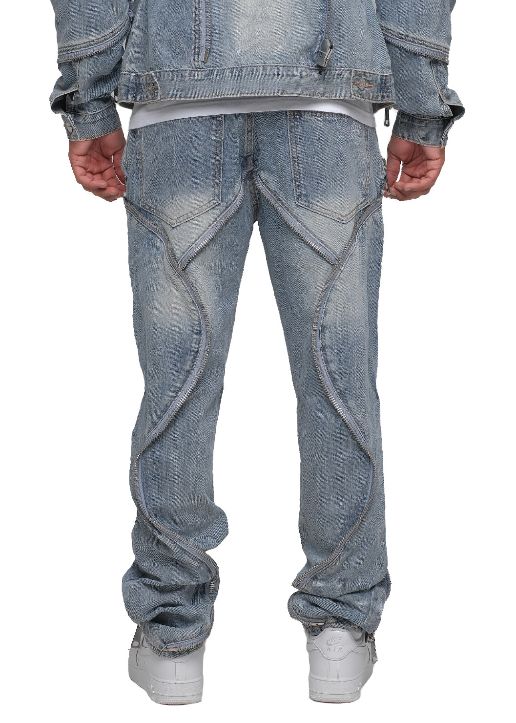 Blue Zipper Denim Pants