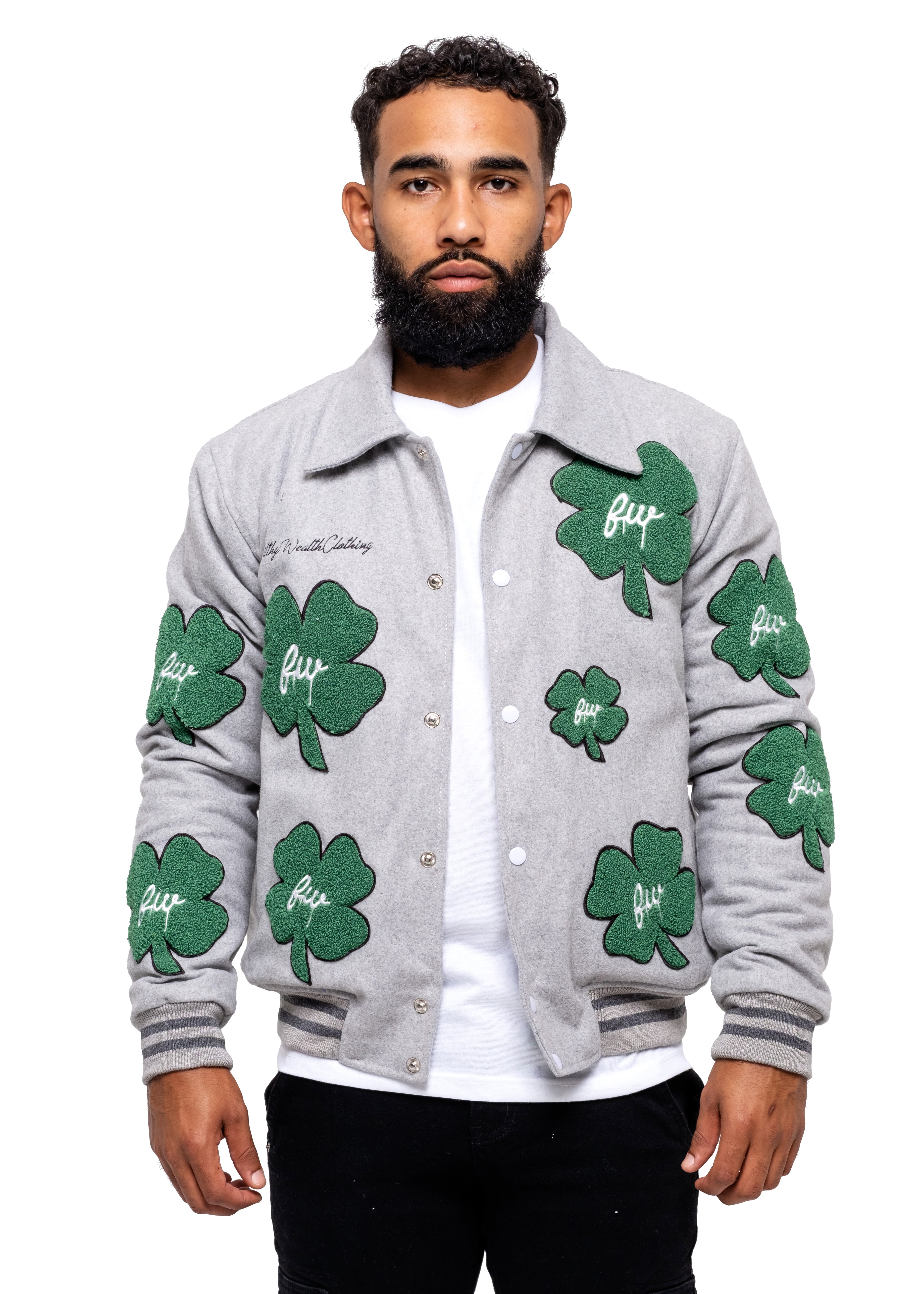 Clover Patch Wool Varsity Jacket