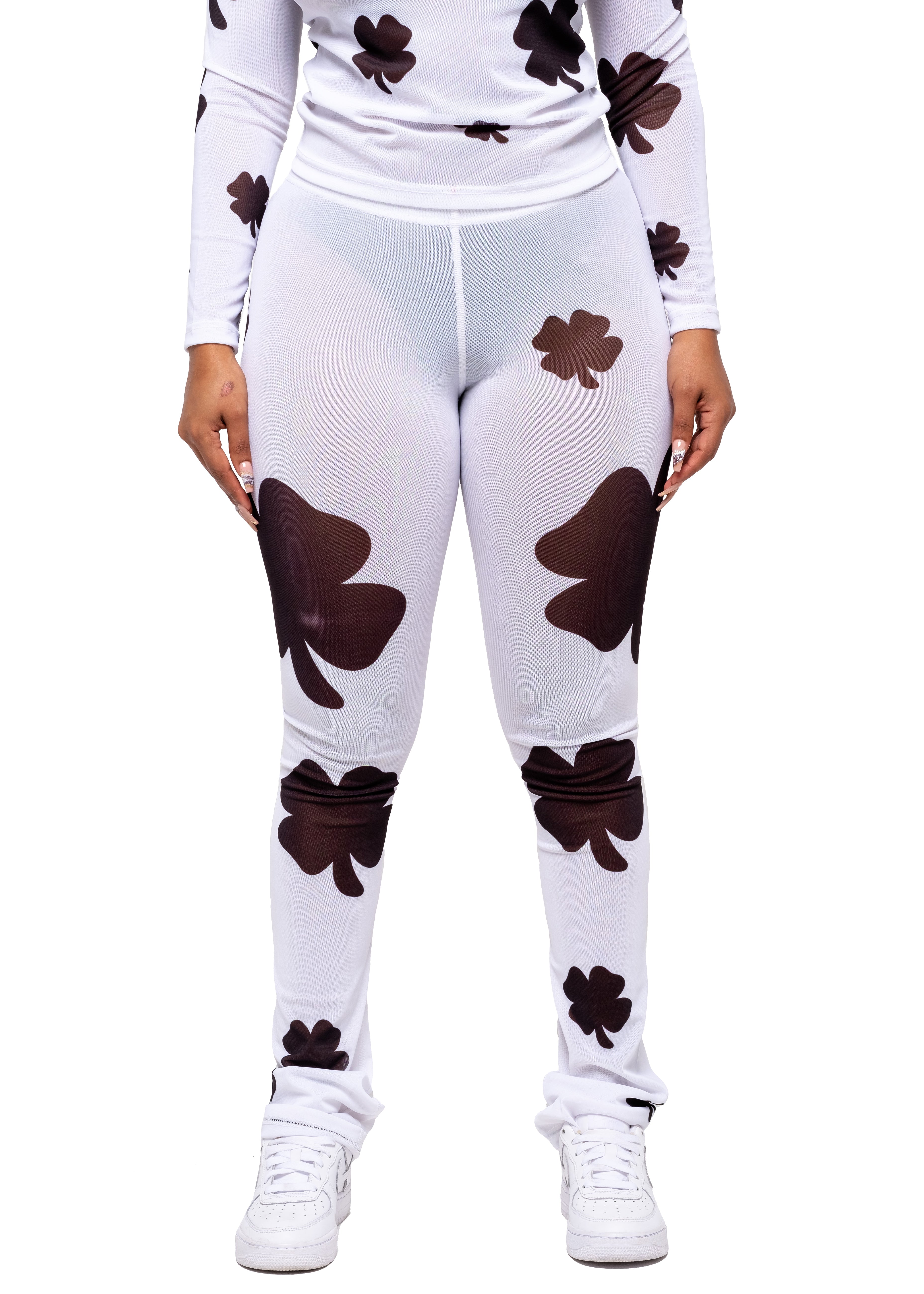 White Mesh Clover Pants