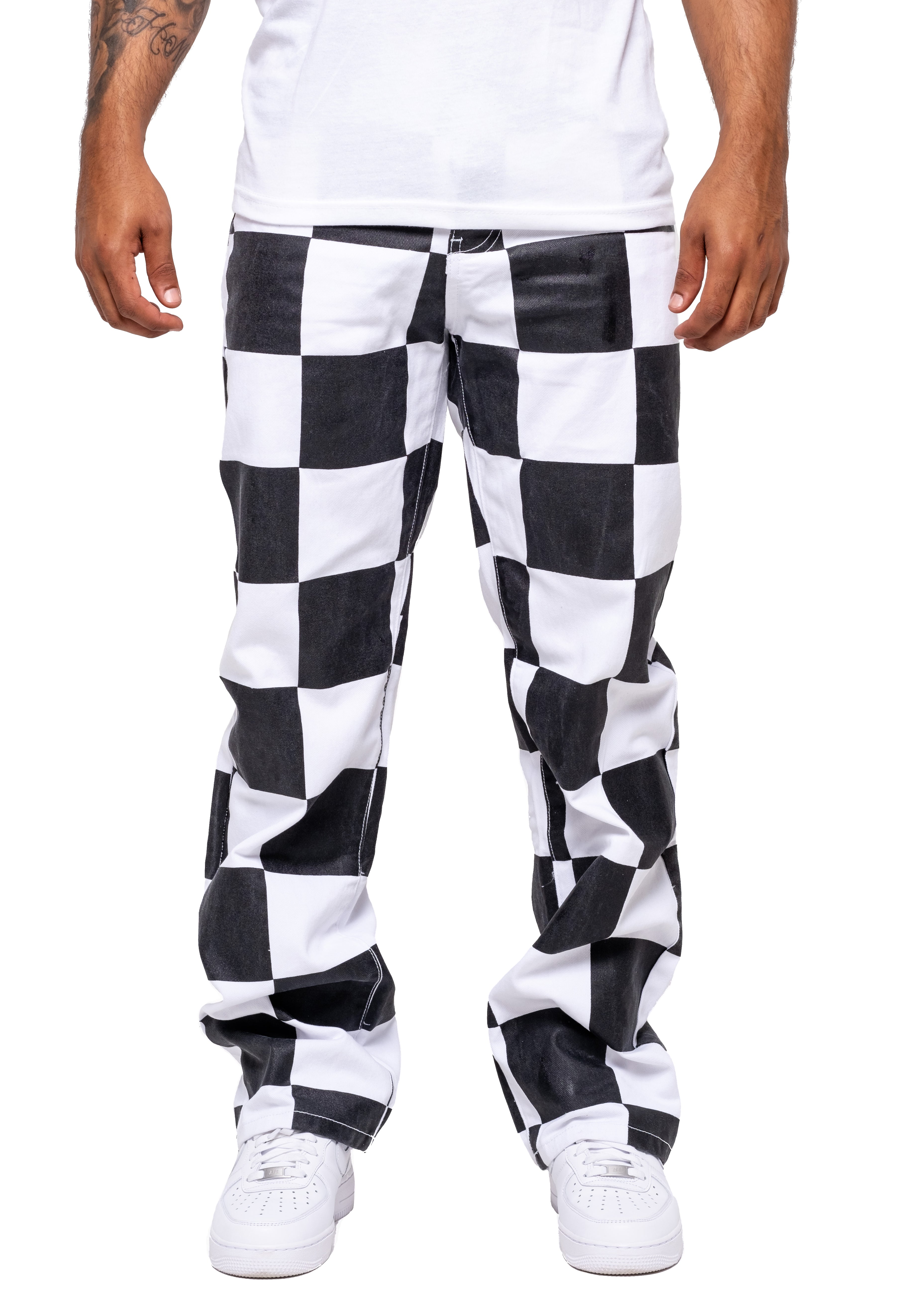 Checkerboard Denim Pants