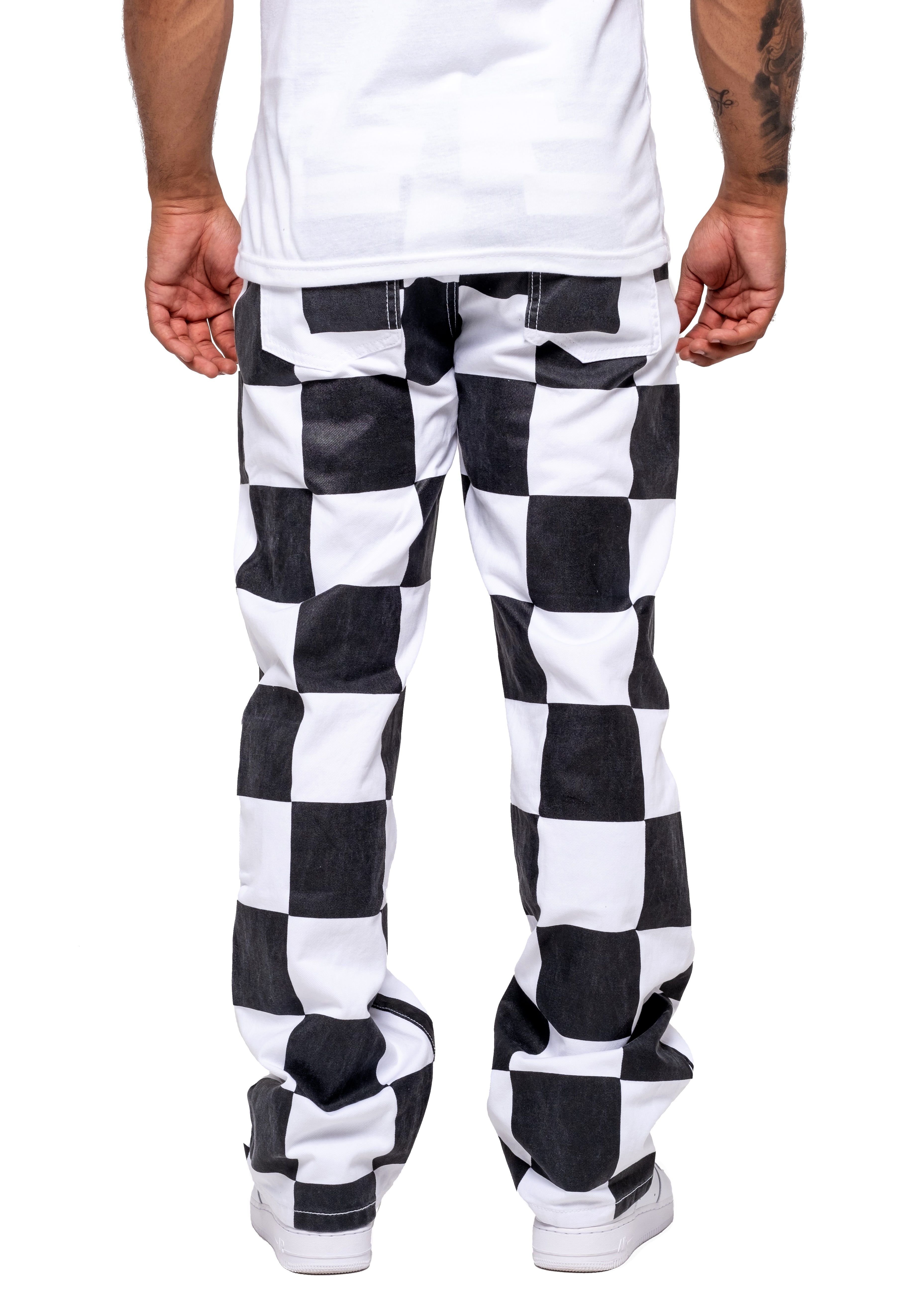 Checkerboard Denim Pants