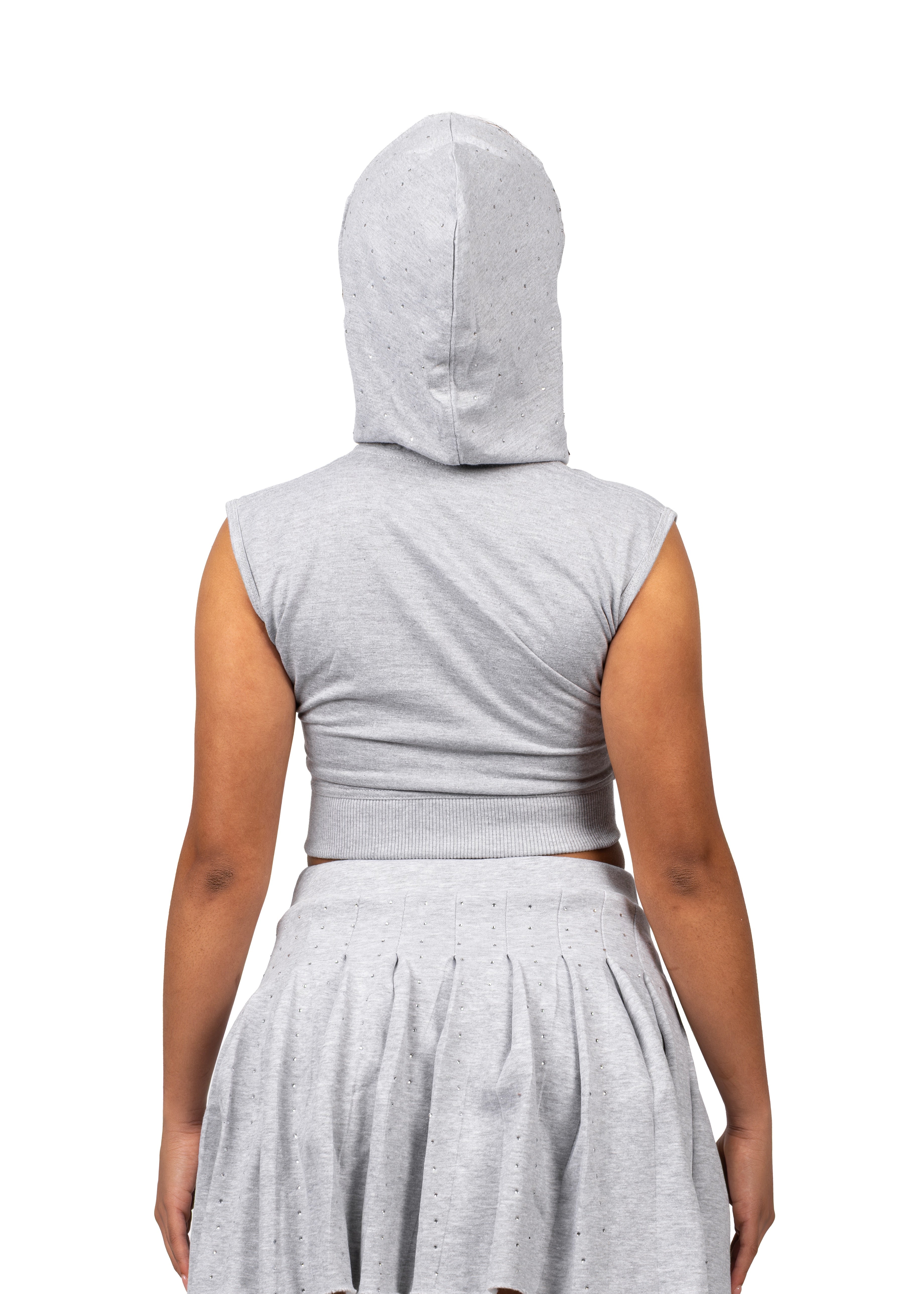 Gray Crop Hoodie Sleeveless