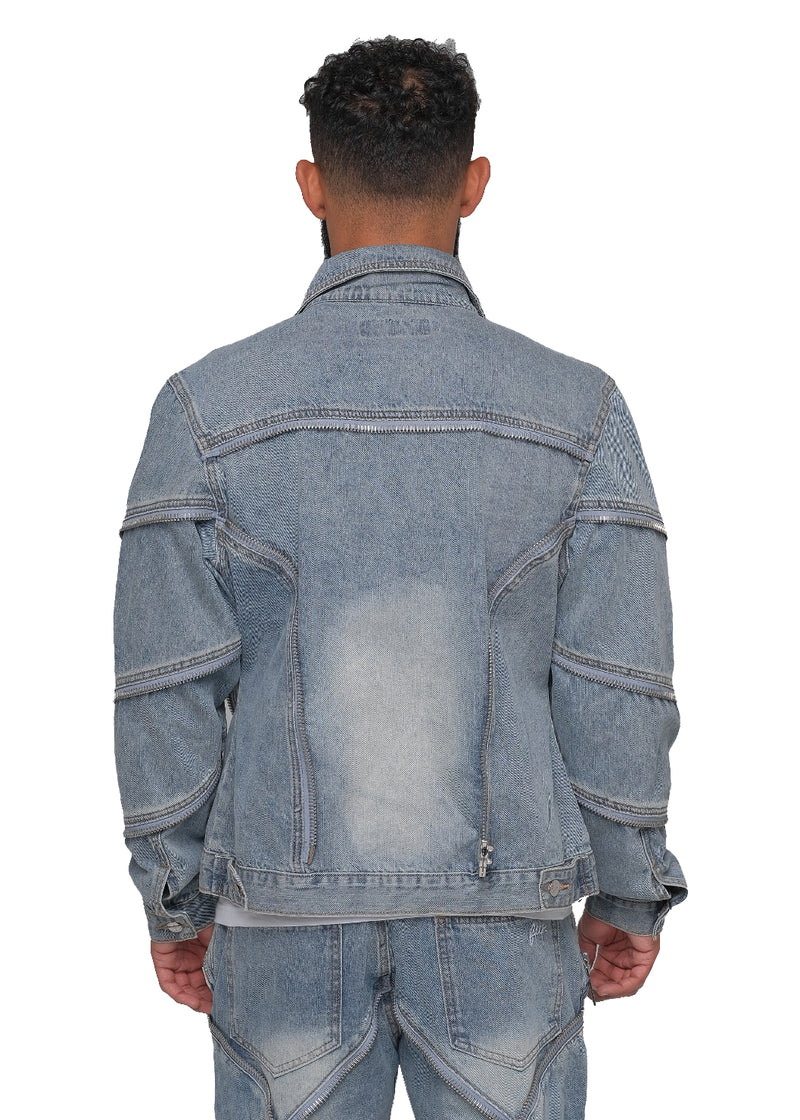 Blue Zipper Denim Jacket