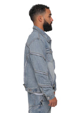 Blue Zipper Denim Jacket