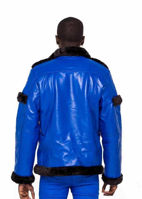 Royal Blue Leather Jacket