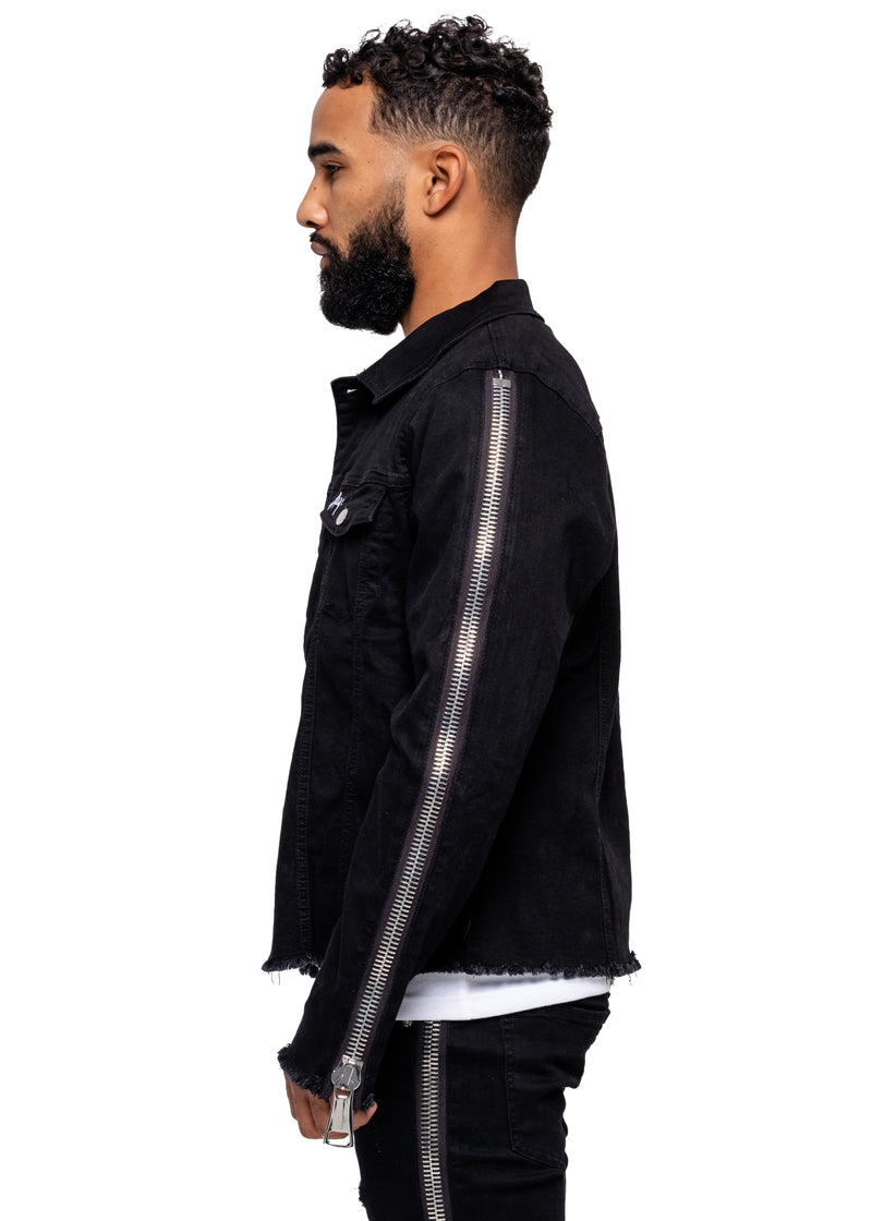 Black XL Zipper Denim Jacket