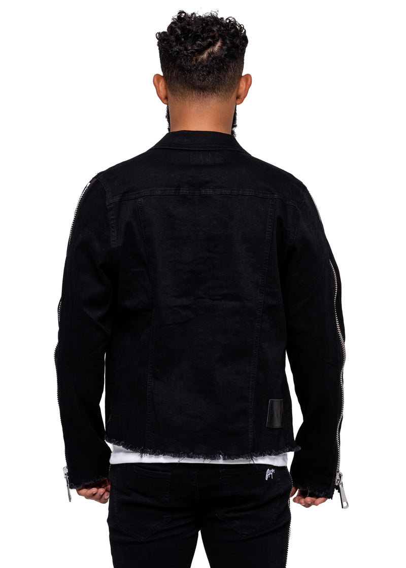 Black XL Zipper Denim Jacket