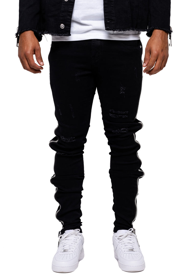 Black XL Zipper Denim Pants