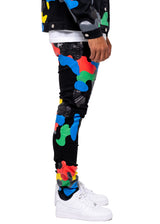 Men Black Camo Denim Pants