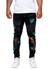 Black Distressed Denim Pants