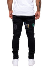 Black Distressed Denim Pants