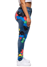 Women Blue Camo Denim Pants