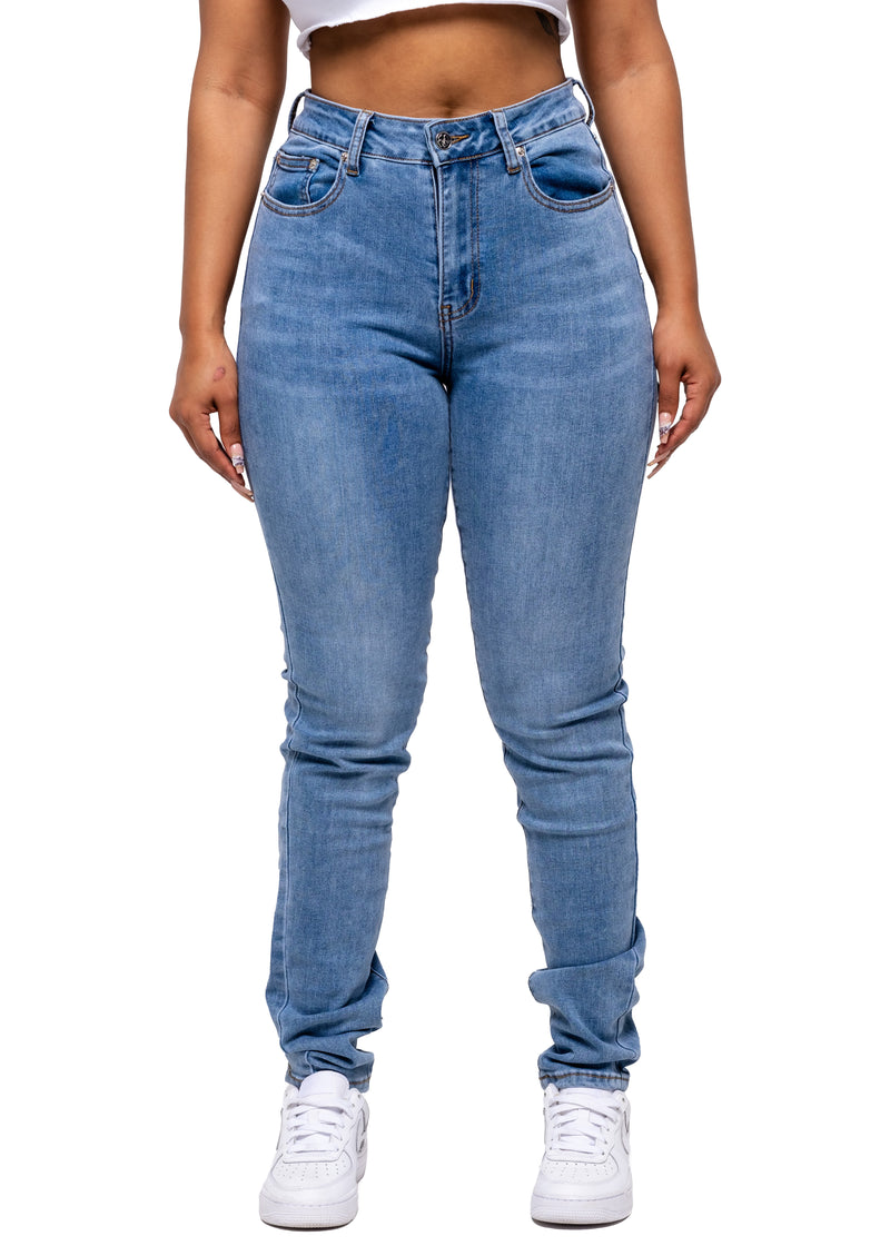 Back Cut Blue Denim Pants