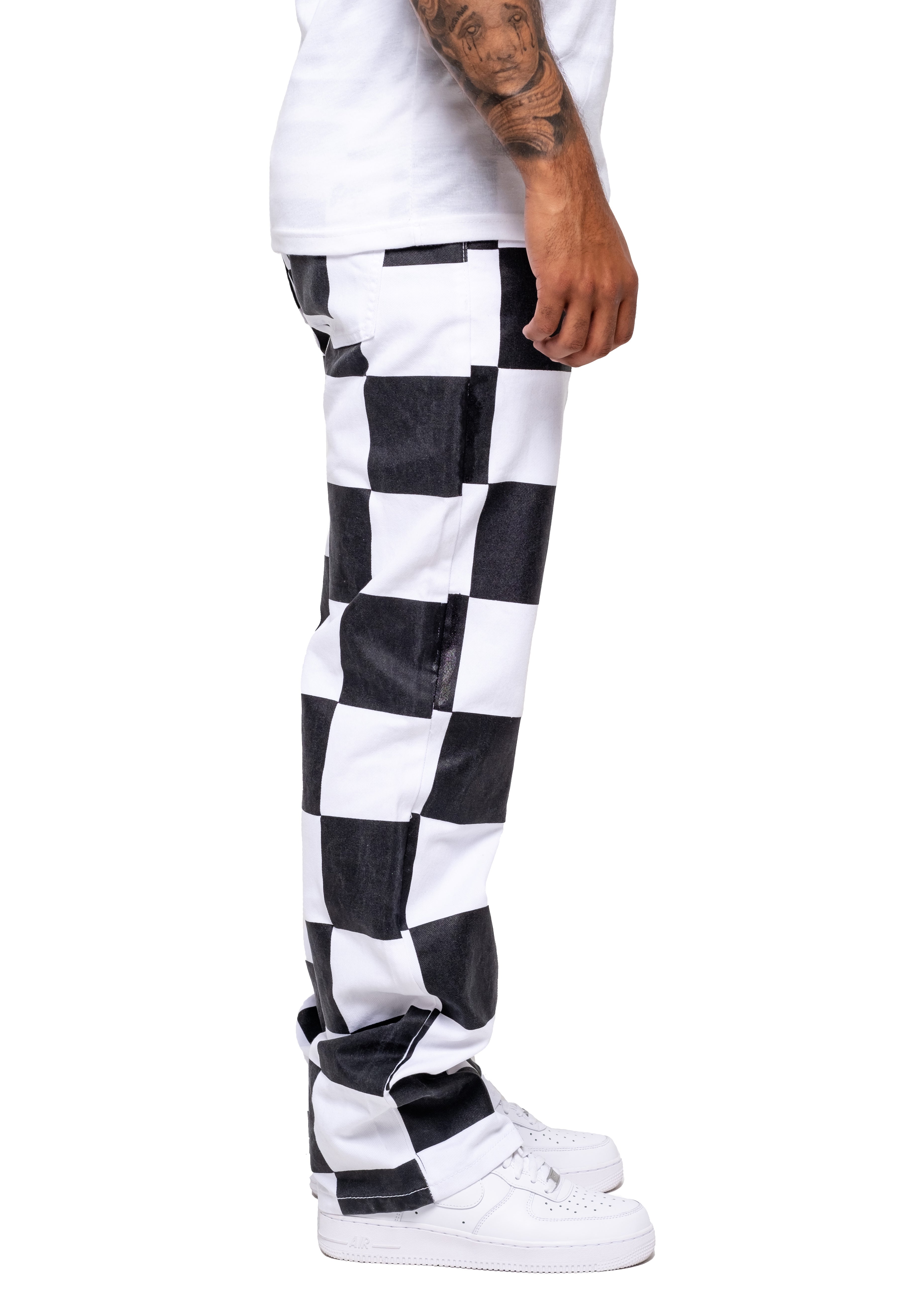 Checkerboard Denim Pants
