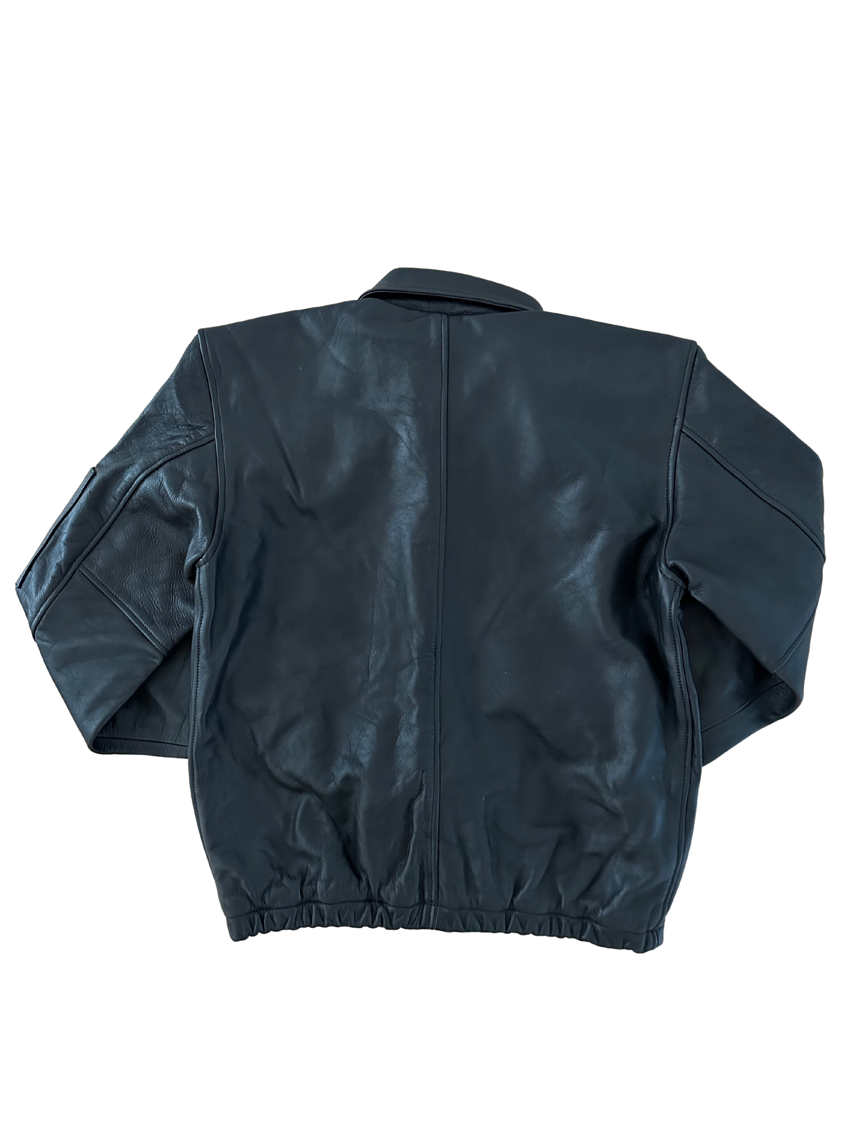 Black Leather Logo Jacket