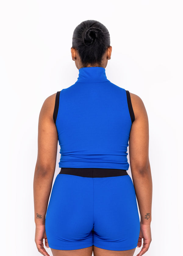 Blue Sleeveless Full Zip