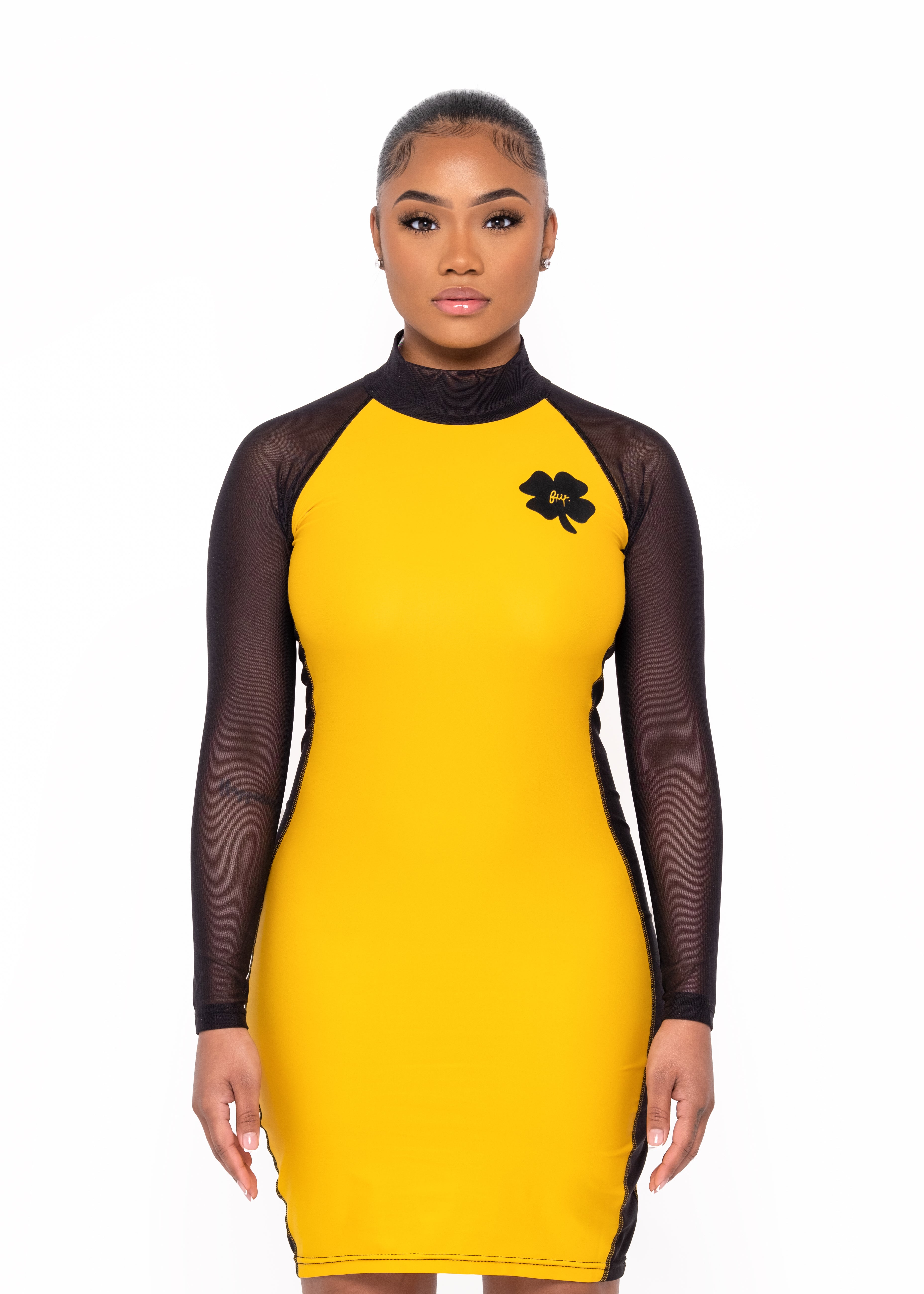 Mustard Yellow Mesh Side Dress