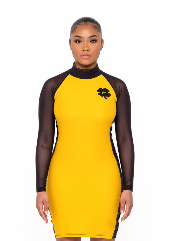 Mustard Yellow Mesh Side Dress